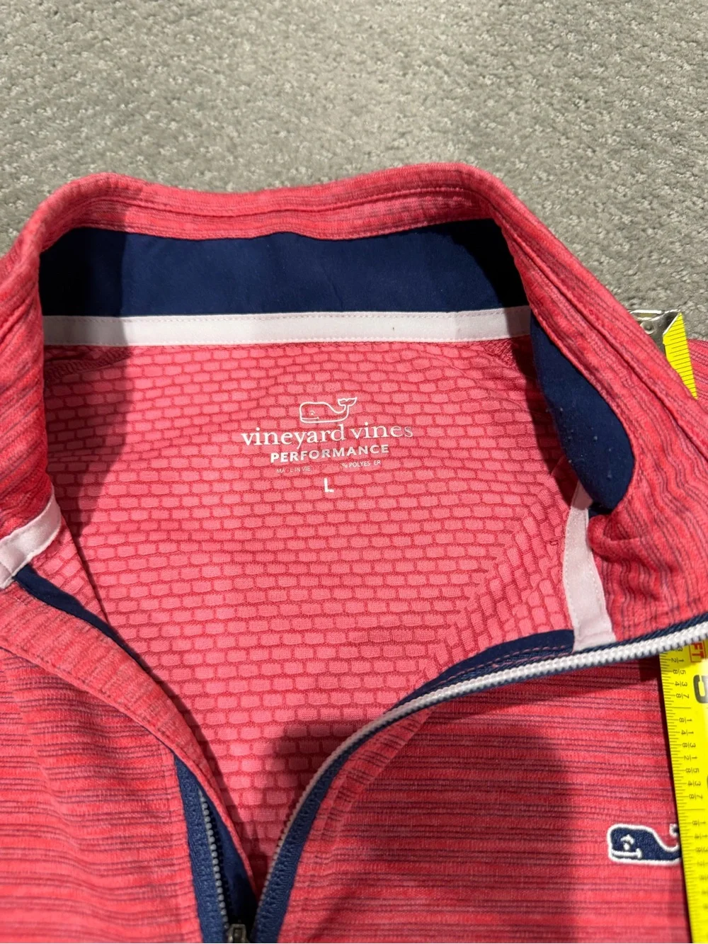 Vineyard Vines Coral Pink Performance Striped Quarter-Zip Pullover